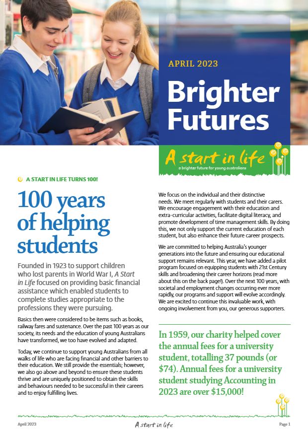 Cover of Brighter Futures, April 2023